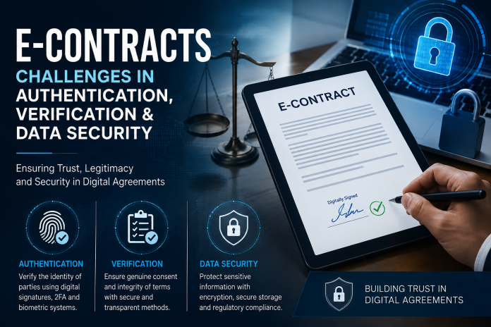 Challenges in E-Contracts: Authentication, Verification & Data Security